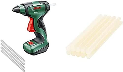 Bosch Home and Garden Pistolet à colle sans fil Bosch - PKP 3,6 LI (livré avec 4 bâtons de colle et un chargeur USB) + Lot de 10 bâtons de colle pour plastique