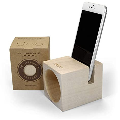 Ecophonic® UNO® Haut-Parleur Écologique et Naturel | Enceinte Naturelle | Amplificateur Acoustique Naturel | Certification FSC et PEFC | Support de Téléphone | Fabriqué en ESP (Bois d'érable)