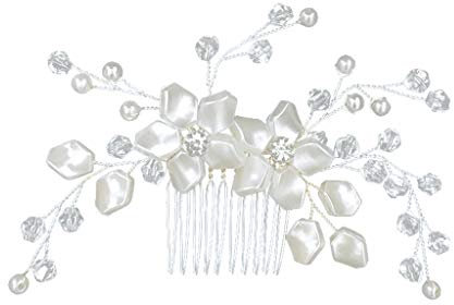 TinaDeer Blume Hochzeit Haarkämme Kristall Braut Kopfschmuck Haarband Perlen Haarschmuck für Frauen und Mädchen für Festival Party Hochzeit Strand Geburtstag (Silber)