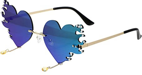 STOBOK Festival Zubehör Rave Outfit Flamme Sonnenbrille Randlose Geformte Brillensnovelzy Herzf?rmige Brillen für Sommer Party Supplies Requisiten Festival Zubehör Rave Outfit