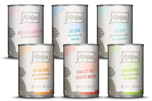 MjAMjAM - Premium Nassfutter für Katzen - Probierpaket, 6er Pack (6 x 400 g), getreidefrei mit extra viel Fleisch