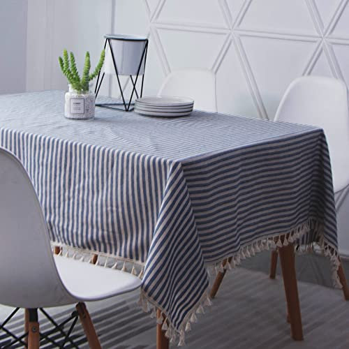 Novetec Tischdecke Rechteckige Baumwolle Leinen Tischtuch Abwischbar Ölbeständig Fleckschutz Tischdecken Pflegeleicht für Drinnen Draussen Garten Esszimmer Party und Festen 140x200
