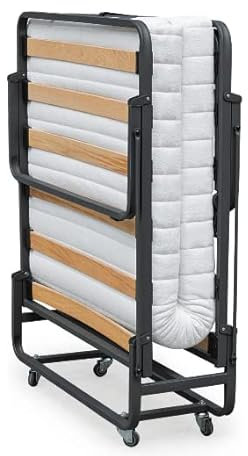 Sleeping - Faltenbett/Klappbett - Sarah - Lattenboden - 90x200 - Schwarz - Mit Schutzhülle - Verstellbares Kopfteil
