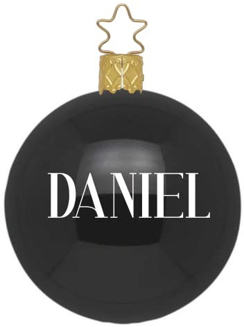 Schwarze Matte, personalisierte Weihnachtskugel, nordischer Stil, minimalistisches Weihnachten | 6cm, echtes mundgeblasenes Glasornament. (6cm, Schwarz, 1)