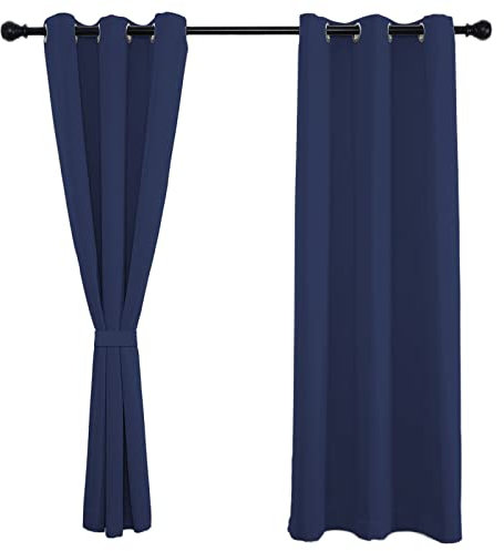 Sichtschutz Blickdichte Gardinen 300x200cm(H x B), Vorhang Verdunkelung, Keine unebenen Säume für Schlafzimmer Kinderzimmer Wohnzimmer 1Stück-Blau