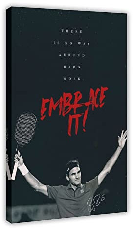 FISH DRAGATE Roger Federer Poster 11 Leinwandposter Wandkunst Dekor Bild Gemälde für Wohnzimmer Schlafzimmer Dekoration Rahmen Stil 40 x 60 cm