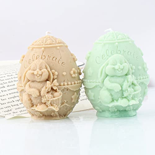 Ohren Hase Ostern Deko Figuren Silikon Kerzenform,Silikonform 3D Hase Fondant Silikon Ostereier Silikonformen für Kerzen Kaninchen Silikonform,DIY Seife,Kerzen,Keks,Schokoladenkuchen,Haus Dekoration