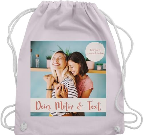 Turnbeutel Rucksack - eigenem - Eigenes Foto I Eigenes Bild - Unisize - Pastell Rosa - tasche kita wechselkleidung beutel selbst drucken photo stoffbeutel mädchen sportbeutel bedrucken