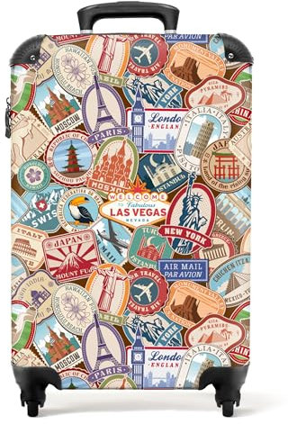 NoBoringSuitcases.com® Handgepäck, Hartschalenkoffer mit TSA Schloss, Trolley, Reisekoffer, Carry on, Rollkoffer, Klein oder Mittelgroß Mehrfarbig