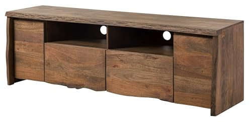 MASSIVMOEBEL24.DE | Pure Mango TV-Board aus Massivholz #222 | aus Mangoholz - braun geölt | 178x48x58 cm | 6 Fächer & 2 Schubladen |TV Regal Lowboard