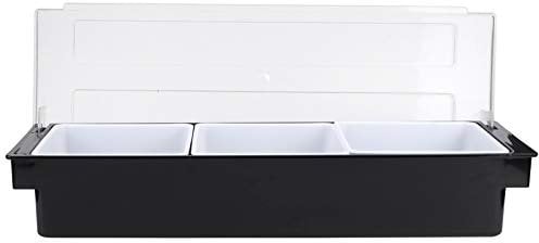 Trays Detachable Topping Station Plastic Pizza Ingredients Condiment Dispenser Reusable Ice Cooled Condiment Seasoning Container for Home or Restaurant Chilled Garnish Tray 3/5 Compartment(3)