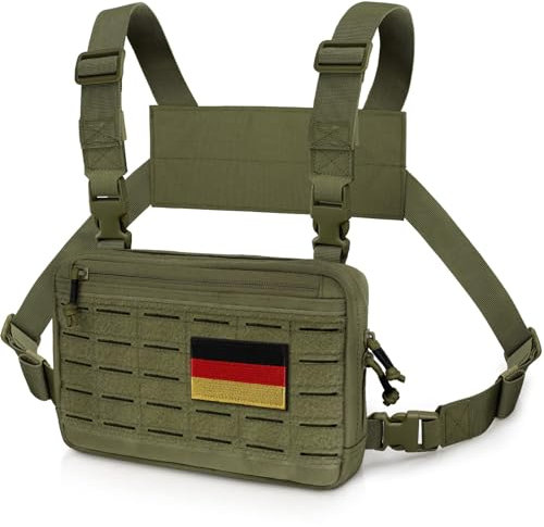 WYNEX Taktische Brusttasche von Laser Cut Design, Molle-Brusttasche Utility Recon Kit Tasche Taktischer Kampf Brustpackung Airsoft Vorderseite Brustkorb Tasche mit Aufnäher
