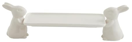 Sharplace Plateau à gâteaux en Forme de Lapin en céramique, Assiette de dégustation de et de Bonbons, pièce maîtresse Pratique, Support à gâteaux, Support, Blanc L