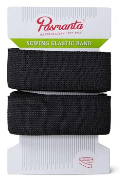 Pasmanta Gummiband - Gummibänder zum Nähen - Starke Gummilitze für Hosengummi - für den Haushalt - DIY Handwerk - zum Nähen in Stoffen - 35mm - Schwarz