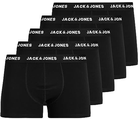 JACK & JONES Herren Unterhosen Shorts Boxershorts Trunks 5er Pack, Farbe:Schwarz, Wäschegröße:S, Artikel:- Black