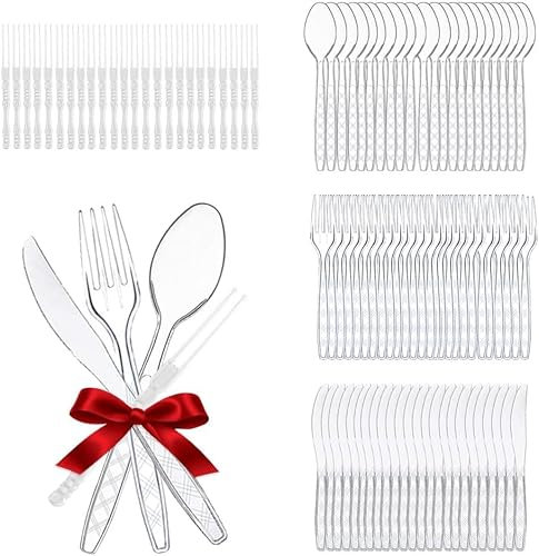 Cubiertos de Plástico,Cubiertos de Plástico Reutilizables,Tenedores de Plástico,Cuchillos,Cucharas de Plástico Duro,Tenedor de frutas de plástico (B)