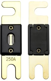Offgridtec 250A ANL Sicherung Set für 72V DC Systeme, Hochstrom-Streifensicherungen mit Kupferanschlüssen, Niedrigem Kontaktwiderstand, Funken-Schutz, Schraubmontage, DIN43560/1 Zertifiziert, 5er-Pack