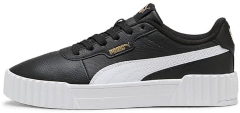 PUMA Women's Carina 3.0 Sneaker, Black White Gold, 4 UK