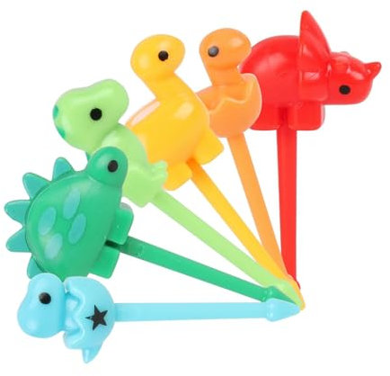 Lot de 24 pics alimentaires, fourchettes à fruits pour enfants - Mini fourchettes pour enfants - Dinosaures mignons - Mini cure-dents - Fête à dessert