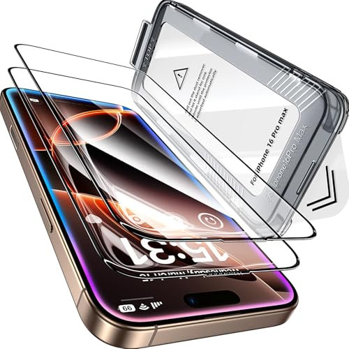 LISEN Lot de 2, Verre Trempé pour iPhone 16 Pro Max [6,9 Pouces] Film Protection Écran iPhone 16 Pro Max Verre Trempé sans Bulles Bord Noir Protege Ecran, HD Transparent 0,33mm, Dureté 9H