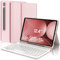 Teclado Samsung Galaxy Tab S9 FE Plus/S9 FE+ 12.4, Funda Teclado Samsung Galaxy Tab S9 FE Plus/S10+ 12.4'', Funda con España Ñ Teclado Bluetooth, Rosa