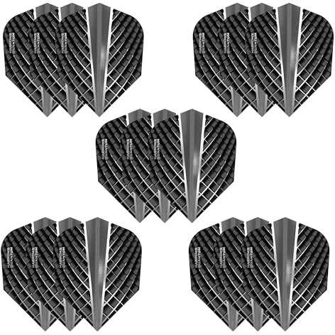 Harrows Quantum Dart-Flights | 5 x Sets Dart-Flights (insgesamt 15 Flights) I 100 Mikron Dart Flights I Premium Extra Stark Made in UK I Professionelles Dartzubehör I Graue Dart-Flights