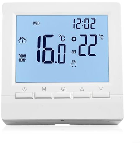 Besttoolifes Termostato digital compatible con caldera de gas con pantalla LCD y programabilidad de 5 más 2 semanas para un control eficiente de la temperatura y fácil operación