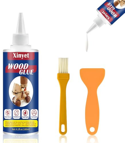 Xinyet 180ml Colla per legno, colla per legno trasparente impermeabile per mobili ad alta resistenza, Super colla per artigianato, mobili, pavimenti in legno e prodotti in legno