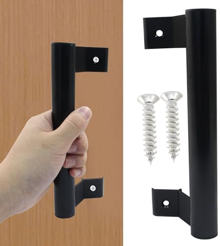 Jiozermi Schiebetürgriff, 20,3 cm, Aluminium, Terrassentürgriff, passend für 16,5 cm Befestigungslöcher für Terrassen-, Scheunen- und Glastüren, Schwarz, 2 Stück