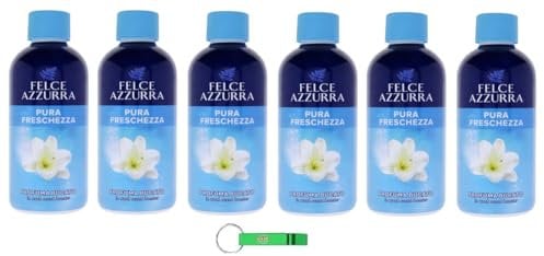 6 x Felce Azzurra Profumatore per Bucato Pura Freschezza – Deodorante per bucato puro fresco per la casa 220 ml + portachiavi Beni Culinari gratuito