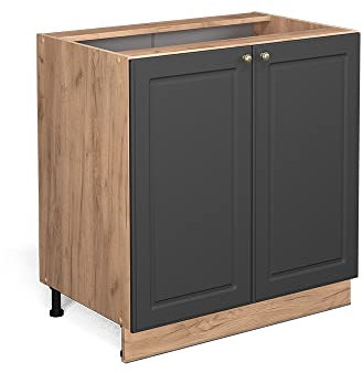 Mueble bajo de lavabo de 80 cm en acabado dorado antracita/roble dorado con estante no incluye encimera