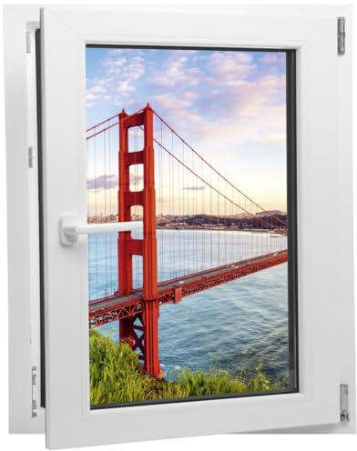 DesFoli Wandtattoo Golden Gate Bridge - verschiedene Rahmentypen DW000201 Farbe Fensterrahmen Hochformat, Größe 70 cm x 91 cm
