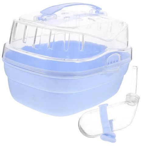 VANZACK Tragbarer Hamsterkäfig Mit Belüftung Fenster Und Sicherheitsverschluss Kleine Kleintier Transportbox Für Meerschweinchen Und Chinchillas Handlich Für Unterwegs Blaue Außengehege-