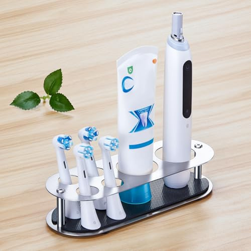 Aufsteckbürsten Halter, Zahnbürstenhalter, Edelstahl elektrische zahnbürste Halterung, zahnbürsten Halter für 4 Elektrische Bürstenköpfe, Badezimmer Zahnpasta Zahnbürsten Halter, Sliver