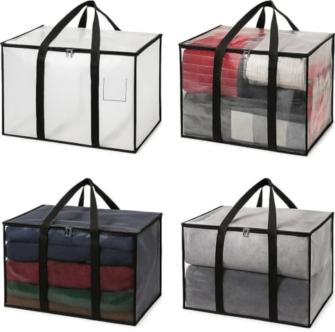 Veradome Heavy Duty Clear Tote Bag for Storage & Organization – Extra Large, Durable Zippered Storage Bin with Reinforced Handles – for Home, Travel & Garage Use (X-Large, 4.0, Count)