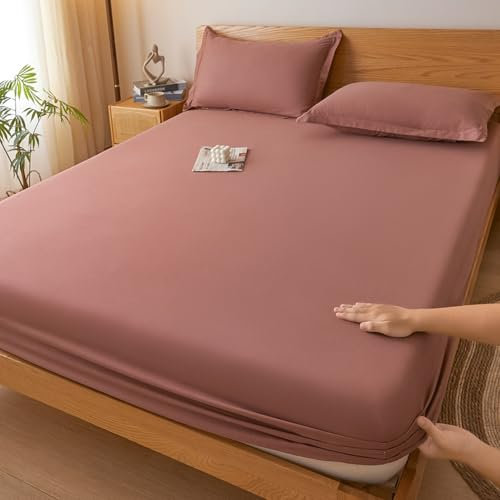 JIANINGHOME Spannbetttuch 135x200 Dunkelrot,bestandig,leicht,weich Spannbetttücher