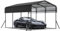 Aufun Garaje de metal para tienda de campaña, toldo de alto rendimiento con base reforzada, techo de acero y marco de metal, para exteriores, para coches, camiones y barcos, 4,5 x 3 x 2,5 m