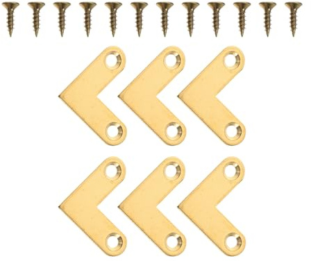 Gogogmee Messing Eckverbinder 6 Stück L Flache Eckhalterungen 2.70 X 1.00 X 0.10 cm Mit 12 Schrauben Für Bilderrahmen Schmuckkästen Schubladen Möbelverbinder