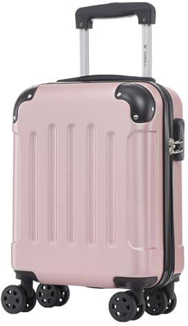 YONSLY Trolley Koffer Suitcase, Reisekoffer, Rollkoffer Handgepäck, Hartschalenreisekoffer mit 4 Rollen 360°, Zahlenschloss, Weicher Gummigriff für Reisen, Camping (S, Roségold)