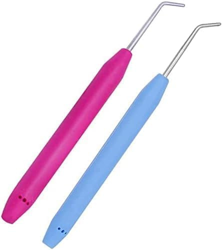 2 Stück Strick-Webstuhl-Haken, Häkelnadel für knifty Loom Hakenwerkzeug mit Griff, Stricken, Nähwerkzeuge, langlebig und modisch, Strickwebstühle und Bretter (rosa und blau)