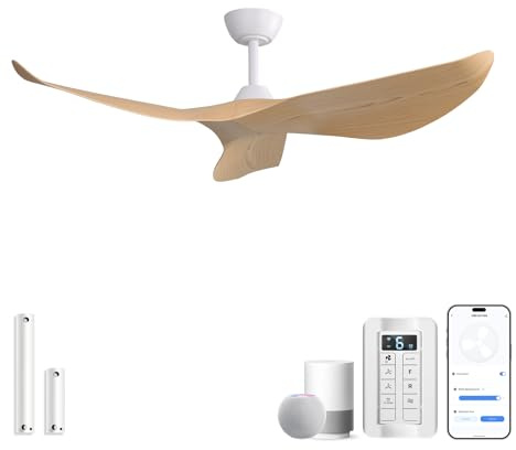 Sofucor 97cm Smart Ventilador de Techo con Alexa/APP, Mando a Distancia | WiFi, Silencioso, DC, Temporizador, 6 Velocidades para Dormitorios Salones
