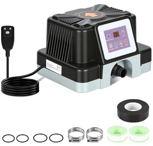 ISOISL Poolheizung Elektrisch 3KW mit FI-Schutz & Kippschutz, Digitalanzeige, Wasserdichtes Gehäuse, Heizt bis 45 °C, für Oberirdische Pools bis 3 m³, 32-38 mm Anschluss