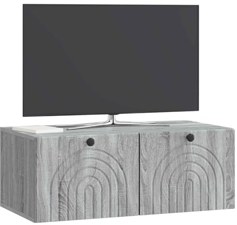 vidaXL Wandmontierter TV-Schrank Graues Sonoma 78,5 x 41 x 30 cm, Modernes Wohnzimmer Lager, rechteckiges Design, Wandregal, praktische Medieneinheit, viele Entertainment Plätze