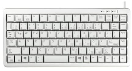 CHERRY G84-4100, Ultra-Flache Kompakttastatur, USB-Anschluss, US-Layout (QWERTY), mit Windows-Taste, Platzsparend & Leicht, 20 Mio. Anschläge, Weiß