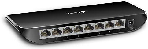 TP-Link TL-SG1008D, 8 Port Gigabit Ethernet Network Switch, Ethernet Splitter, Hub, Desktop and Wall-Mounting, Plastic Case, Plug and Play, Energy-Saving, Black