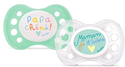 Dodie Set mit 2 Schnullern, anatomisch, 0-6 Monate, BPA-frei, robust, Maman und Papa Chéri
