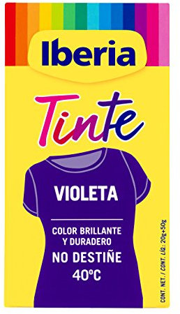 Iberia - Tinte Violeta para ropa, 40°C, para Madera,Cáñamo,Lana,Algodón.