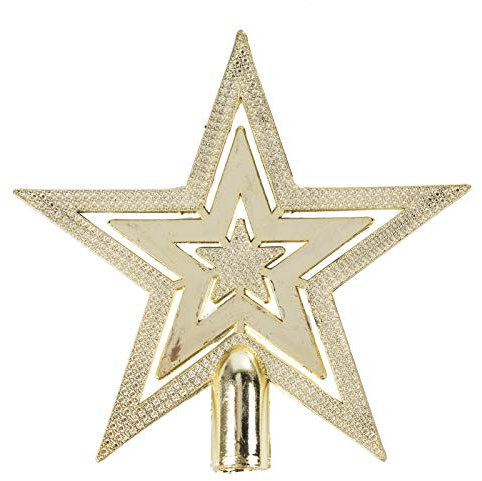 Robelli 20cm Embossed Star Christmas Tree Topper Decoration Ornament (Gold)
