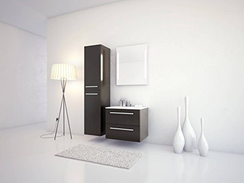 Sieper Badmöbel Set Libato, Waschtisch mit Unterschrank 60x50cm, Hochschrank & Badspiegel, anthrazit