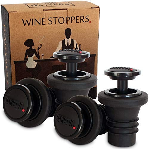 Barvivo Wine Saver Stoppers in Black, Set of 4